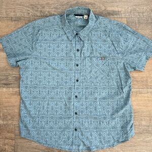 L.L. Bean Teal Patterned Casual Button Down Shirt